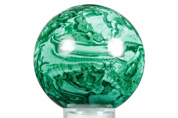 Flowery Polished Malachite Sphere - DR Congo #348898